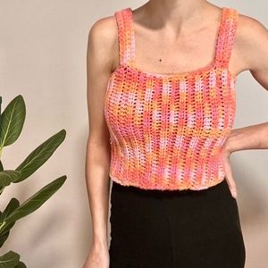 Vintage Pink Hand Knit Crop Top